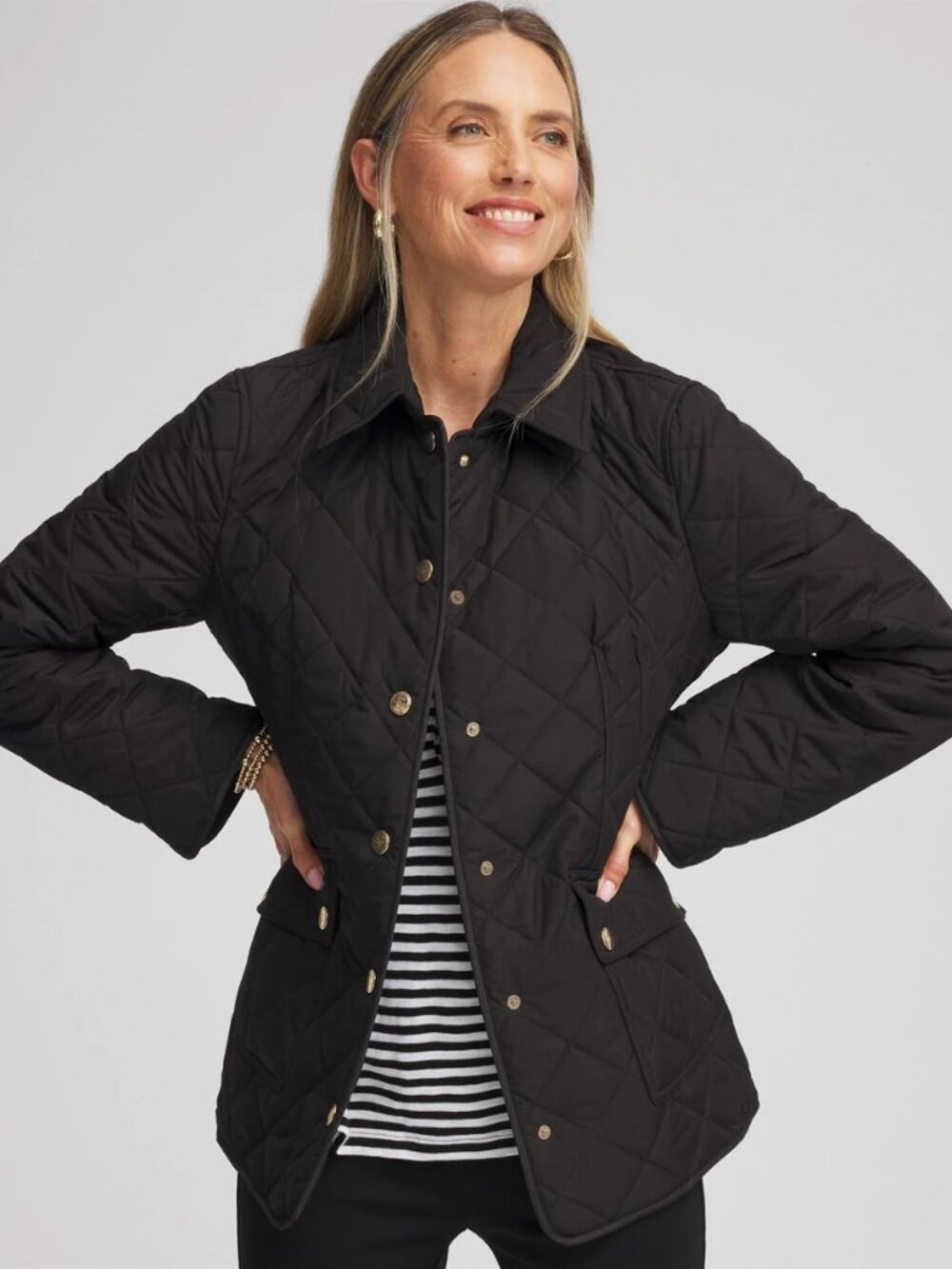 Chico's Quilted Barn Jacket Size L NWT
